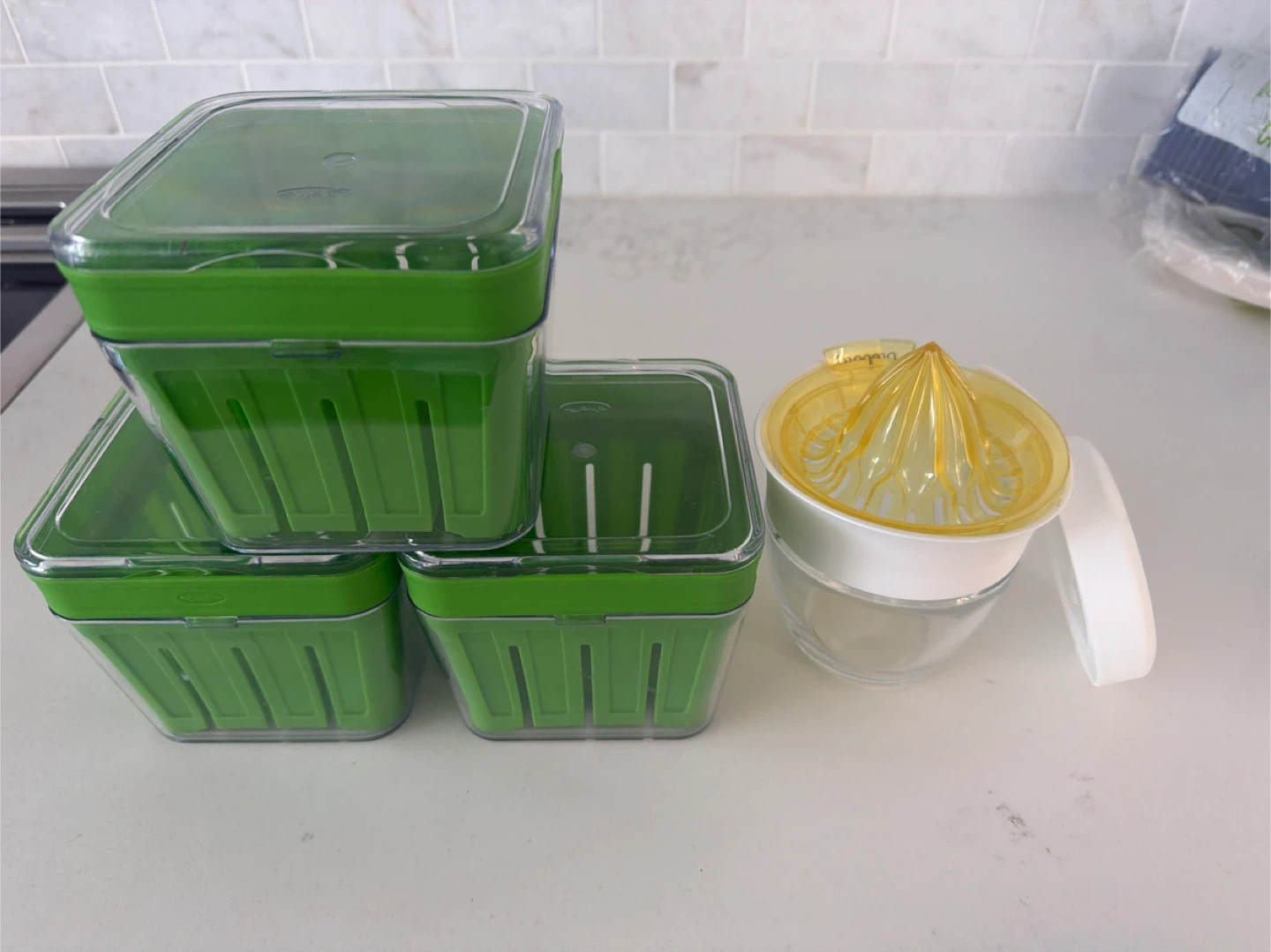 OXO Green Food Keepers and Citrus Squeezer Set