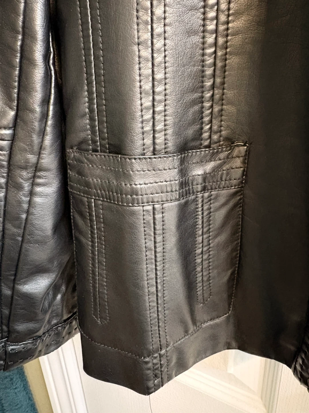 Solitaire Faux Leather Jacket with Leopard Print Lining - photo 5