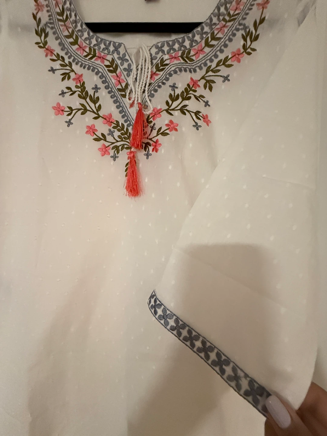White Embroidered cotton Tunic Top XL/42 - photo 2