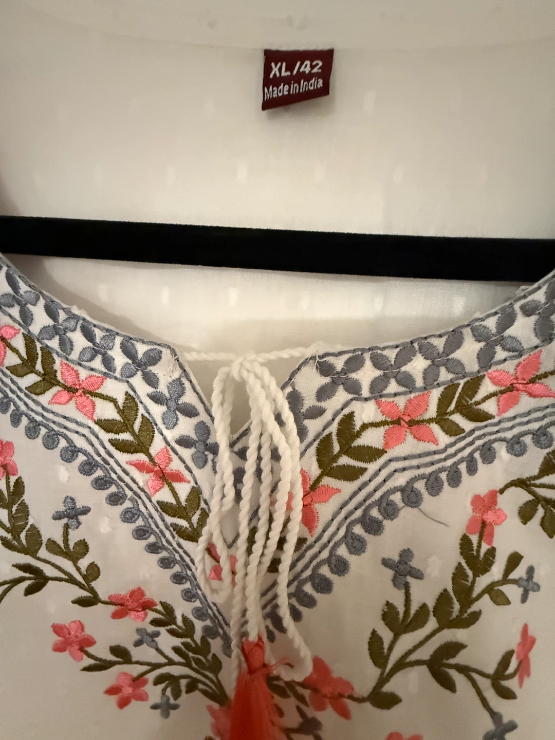 White Embroidered cotton Tunic Top XL/42 - photo 3