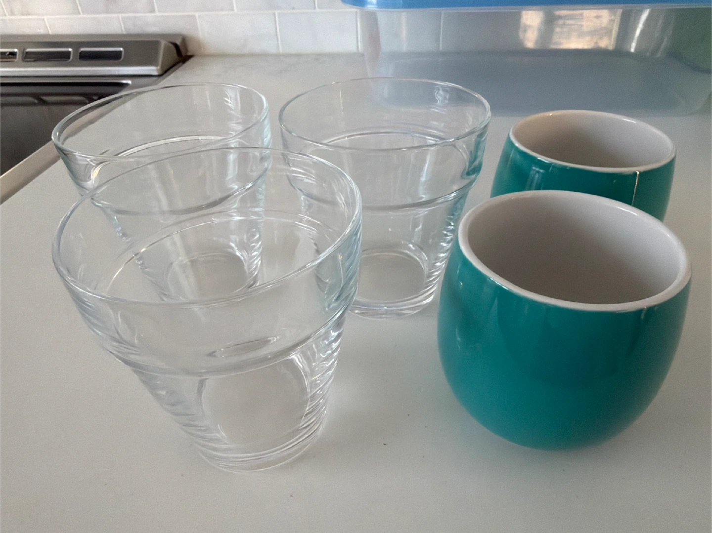 Set of 3 Glasses and Ceramic Cups