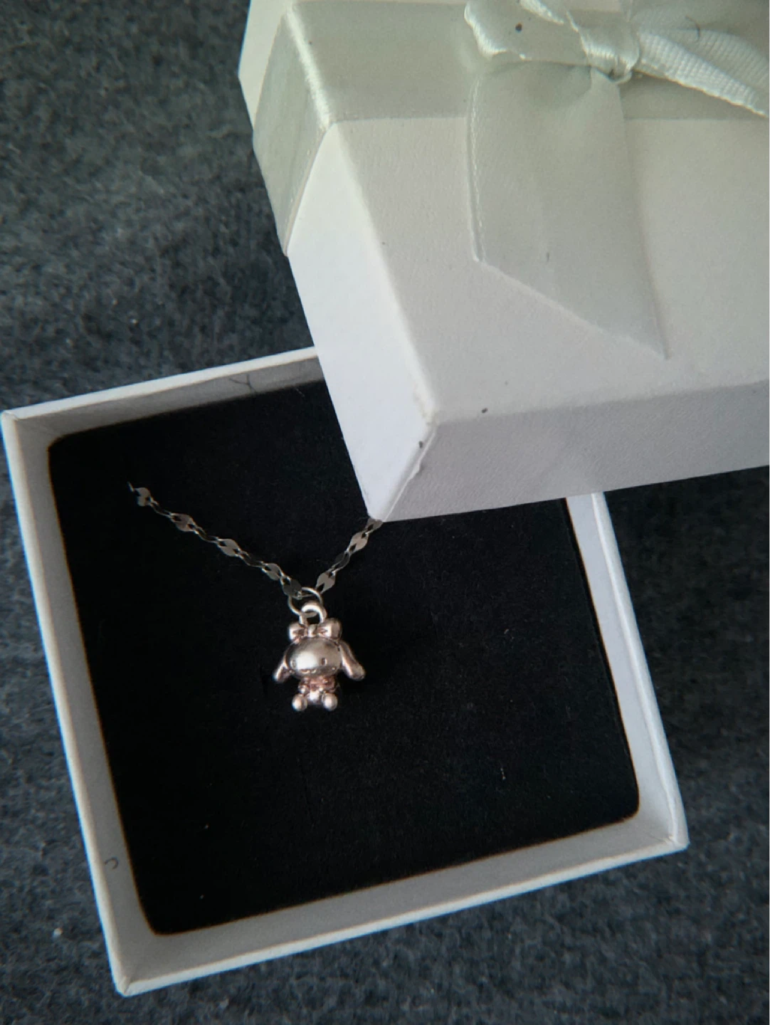 Silver Tone Cinnamoroll Charm Necklace