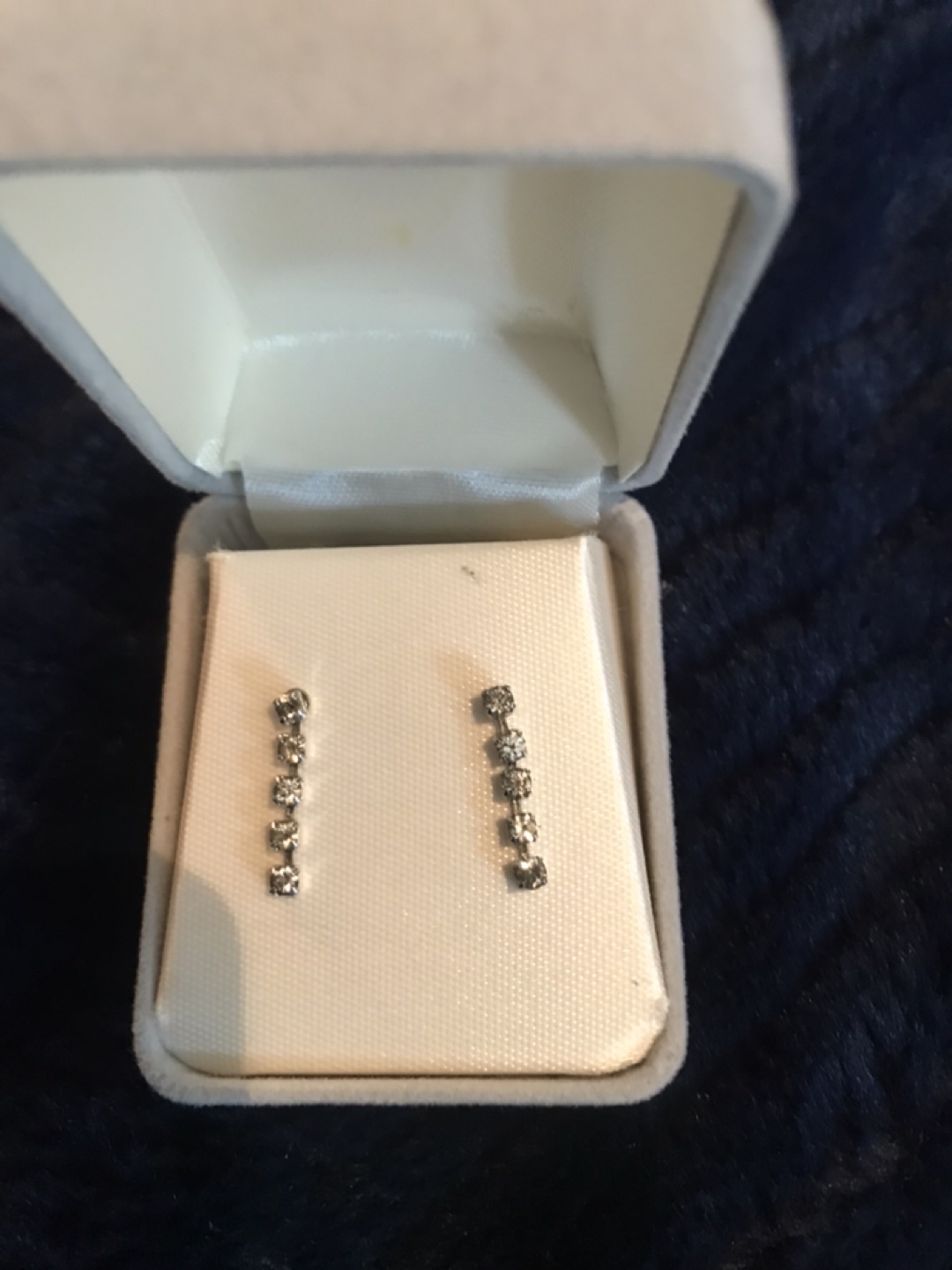 Rhinestone Dangle Earrings in Box