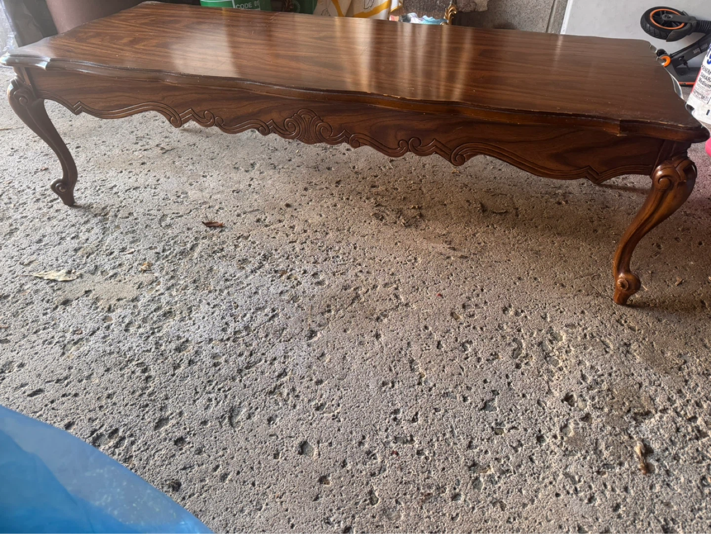 Vintage Wood Coffee Table with Ornate Legs