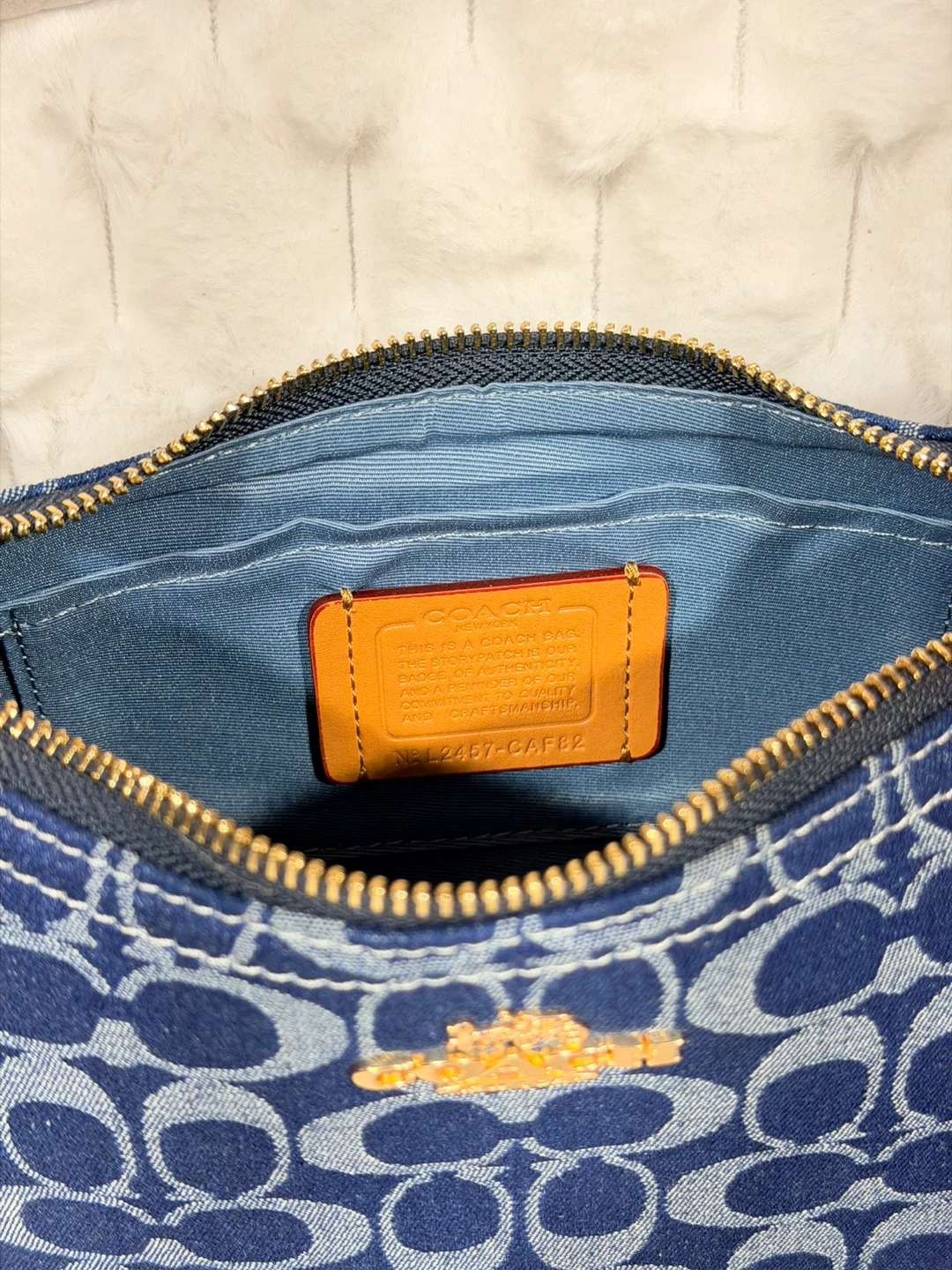 💙Coach Teri Shoulder Bag | Denim Blue | Gold Chain ✨ - photo 5