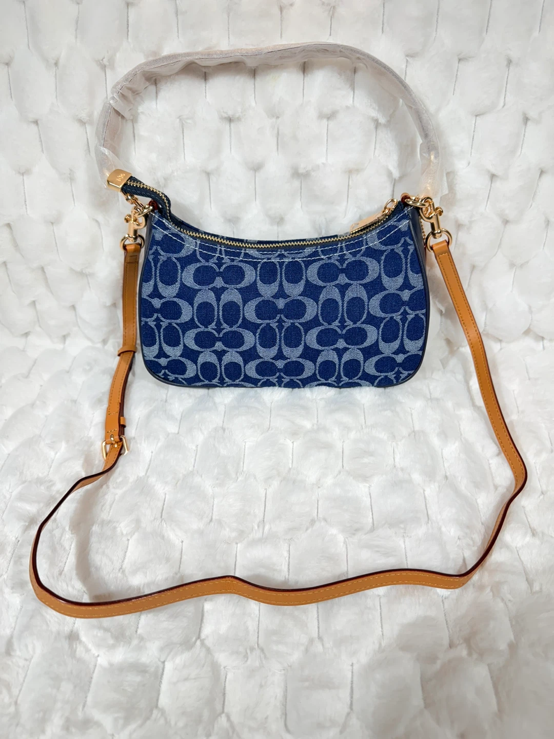 💙Coach Teri Shoulder Bag | Denim Blue | Gold Chain ✨ - photo 2