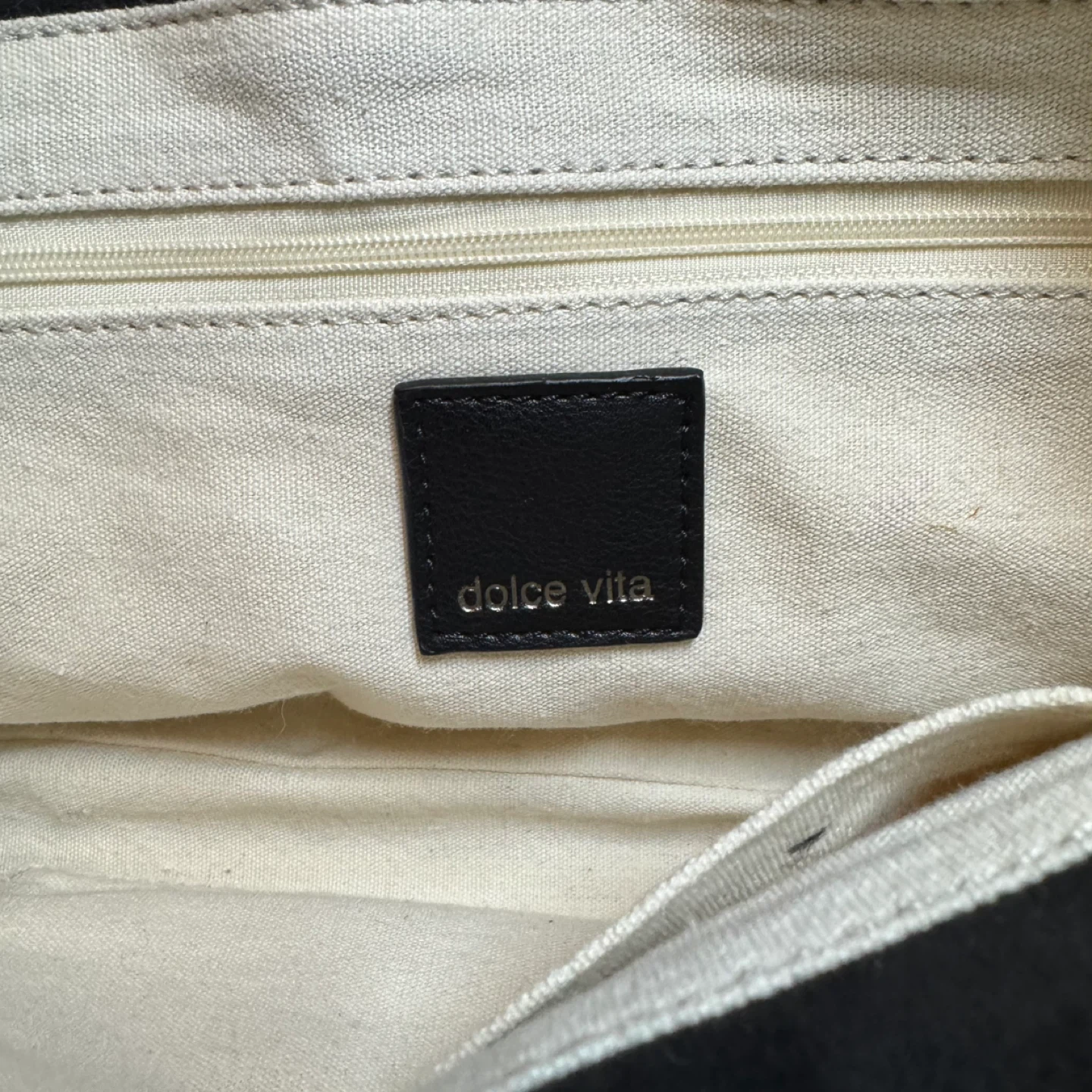 Dolce Vita Shoulder Bag - Gray Woven Fabric & Black Leather - photo 3