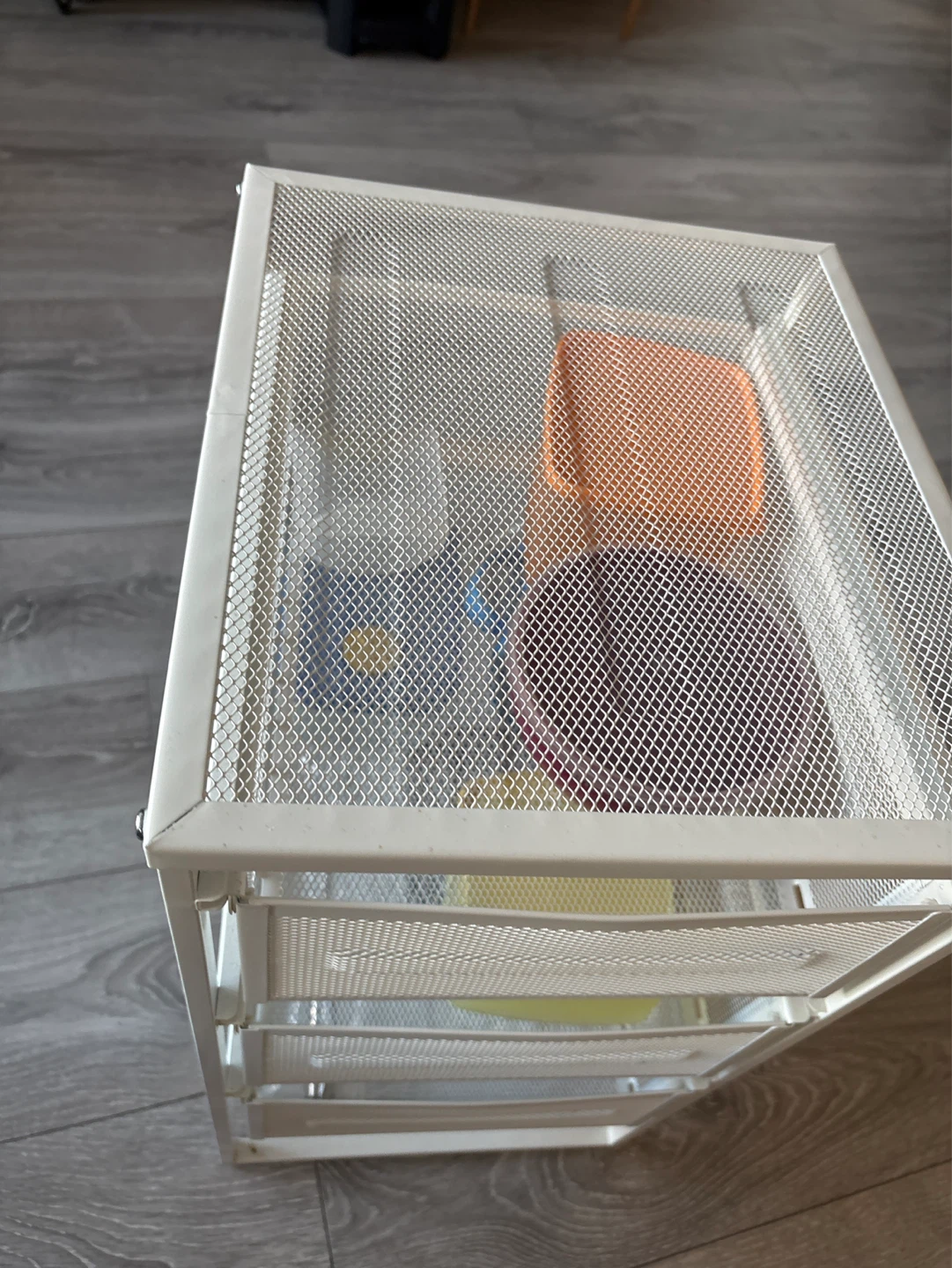 White Metal Mesh Rolling Storage Cart with 4 Drawers - photo 3
