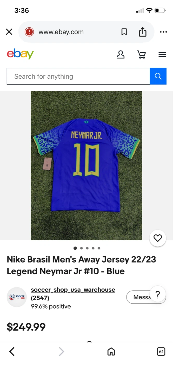 Nike Brasil Neymar Jr #10 Men's Away Jersey 2022/2023 - photo 4
