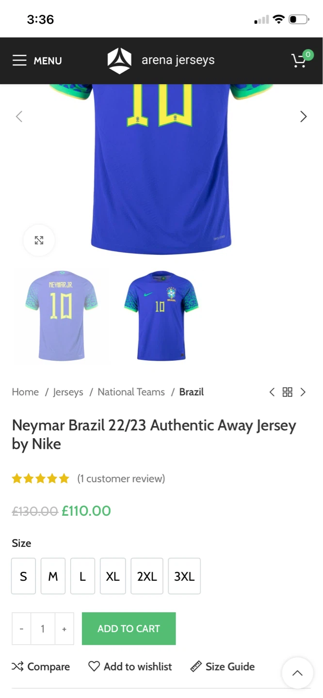 Nike Brasil Neymar Jr #10 Men's Away Jersey 2022/2023 - photo 5