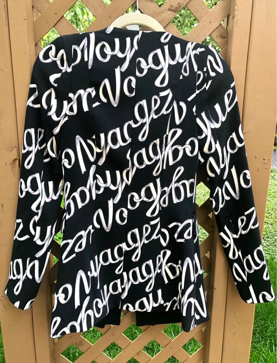 Black and White Script Print Blazer - photo 2