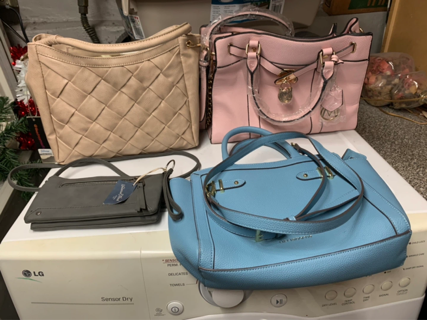 Assorted Women's Handbags - Pink, Blue, Tan, Gray