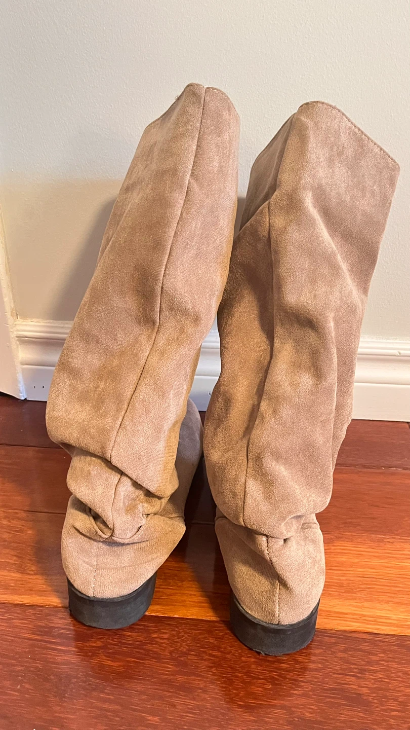 Women's Tan Suede Slouch Boots - photo 2