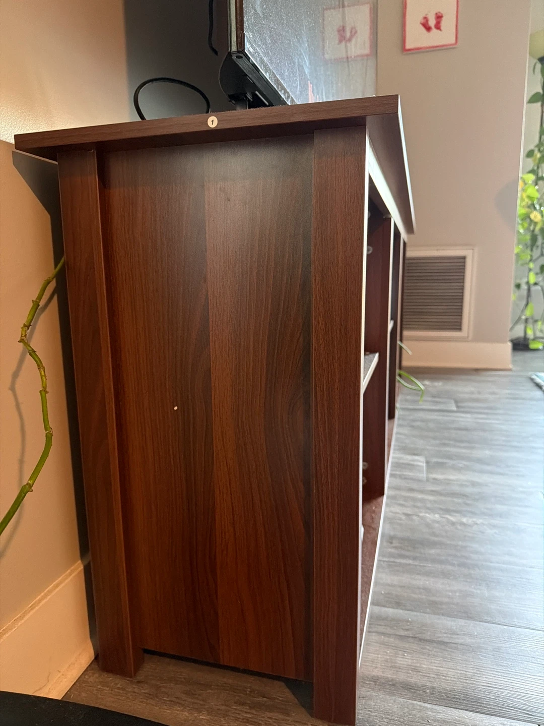 Brown TV Stand with Shelving