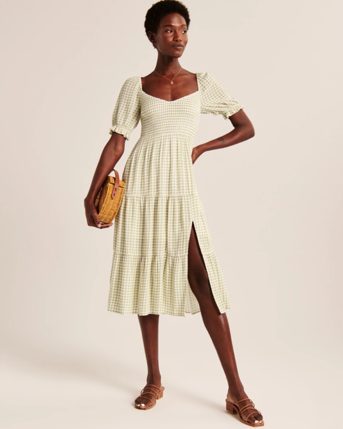 Abercrombie & Fitch Short-Sleeve Smocked Midi Dress - photo 2