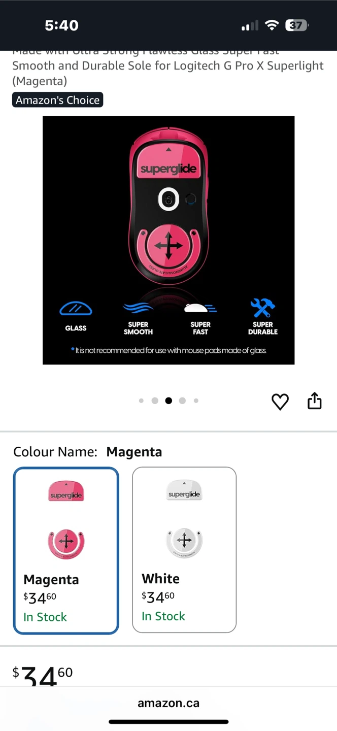 Superglide Glass Mouse Skates for Logitech- Magenta 🌱 - photo 3