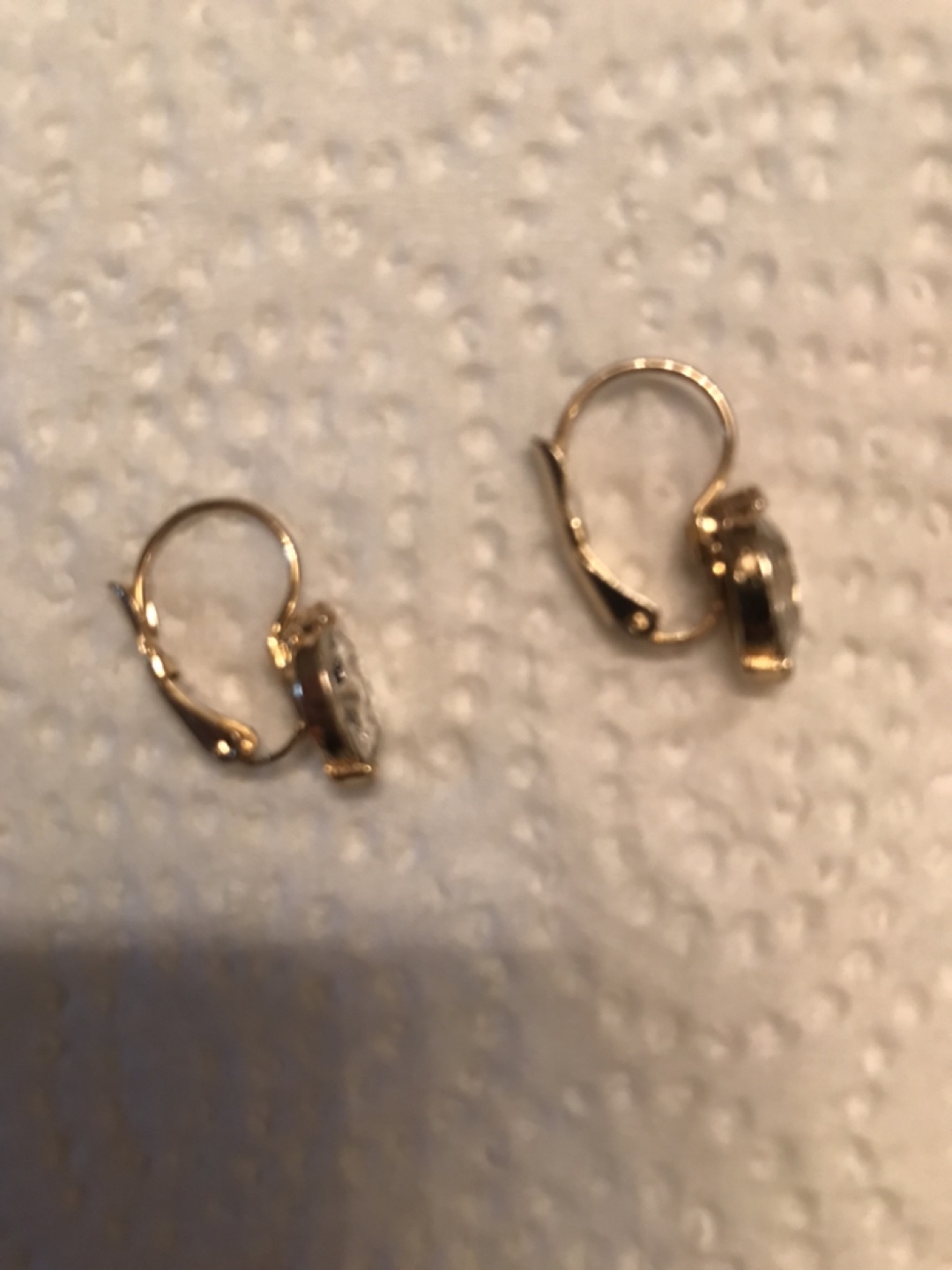 Gold Tone Oval Cut Stone Leverback Earrings - photo 2