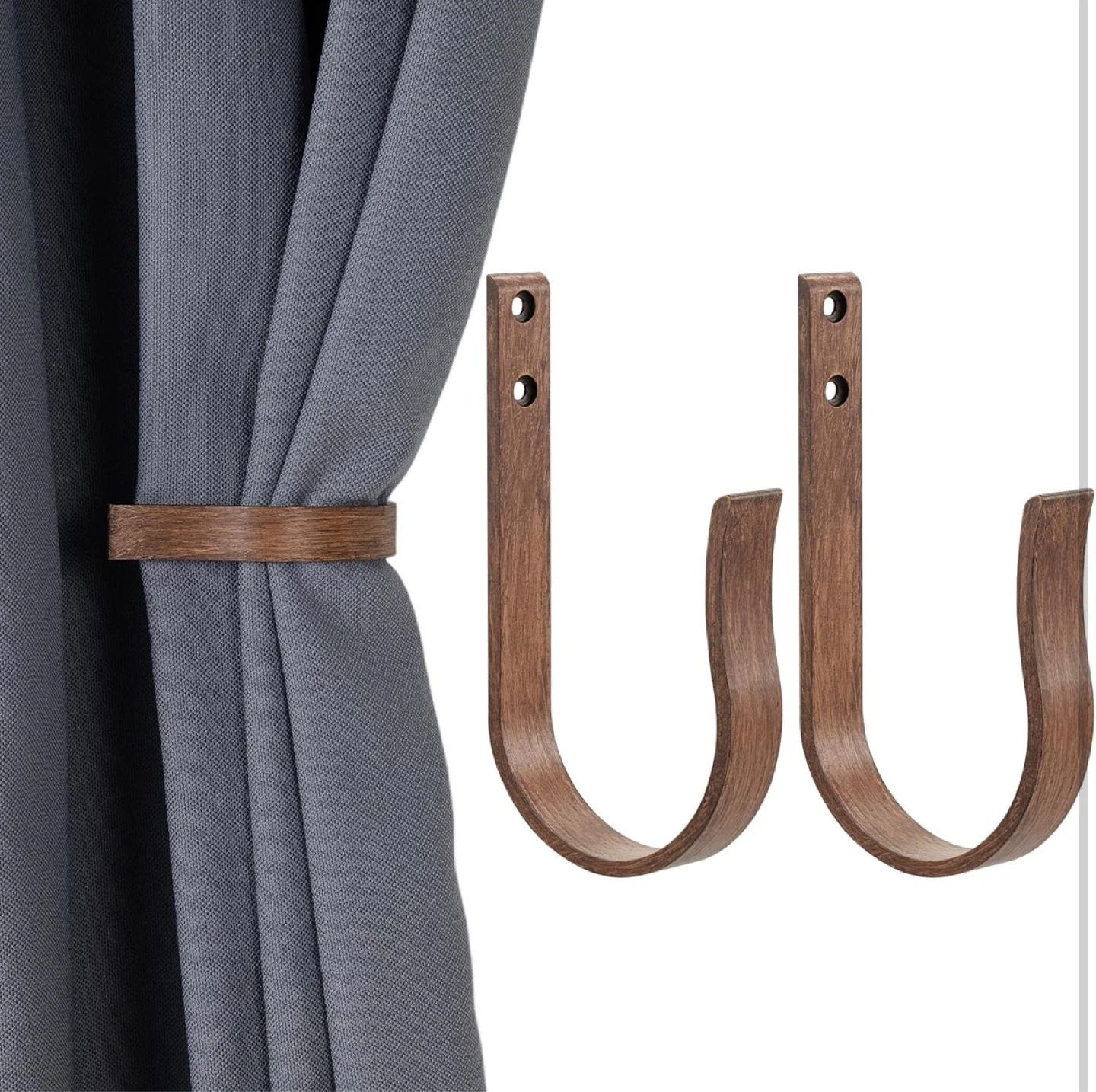 Wooden Curtain Tie Back Hooks - photo 2
