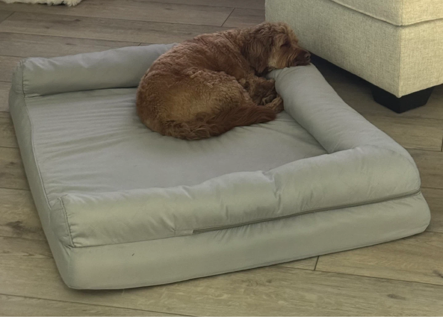Grey dog bed with bolster - photo 3
