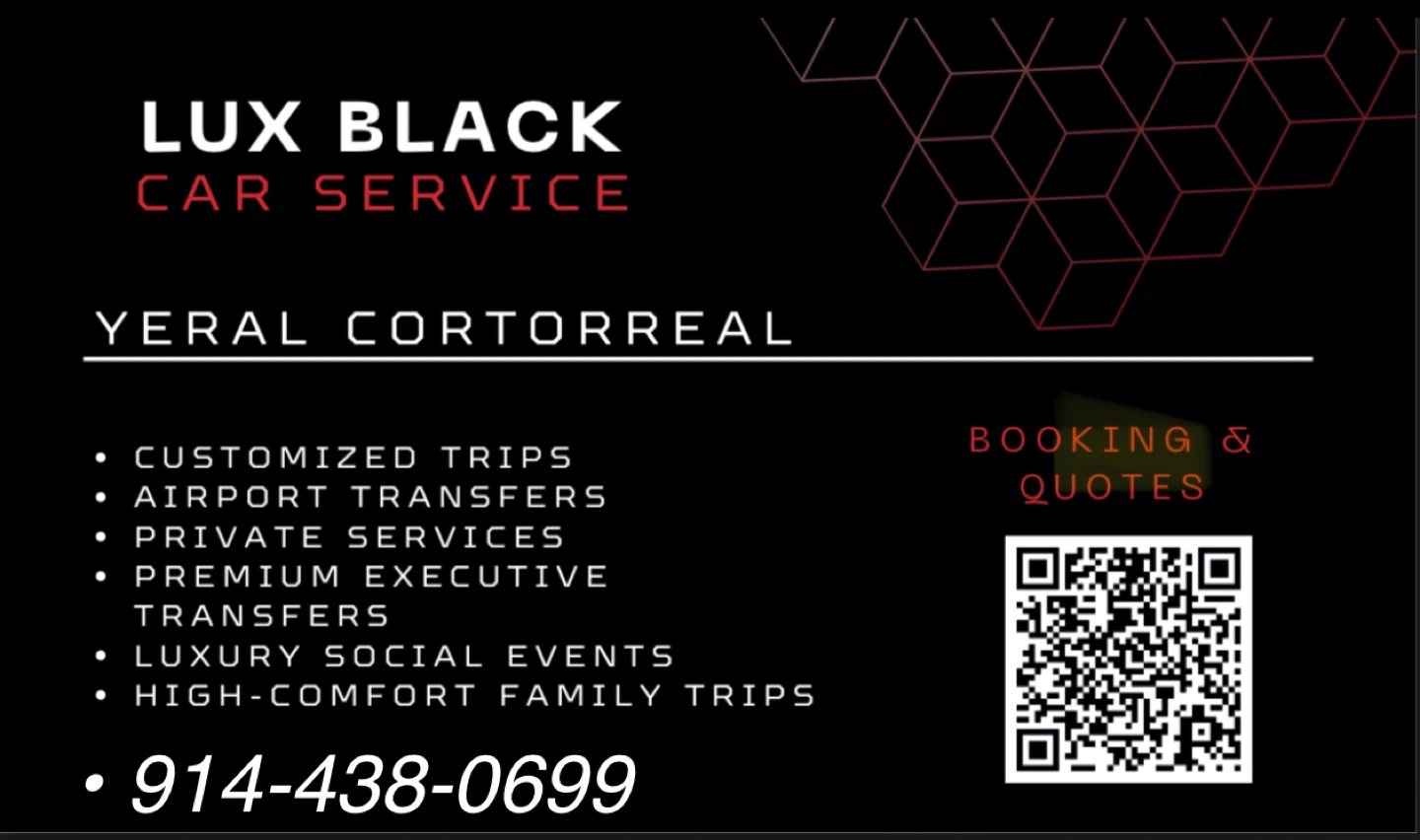 Lux Black Car Service Business Card