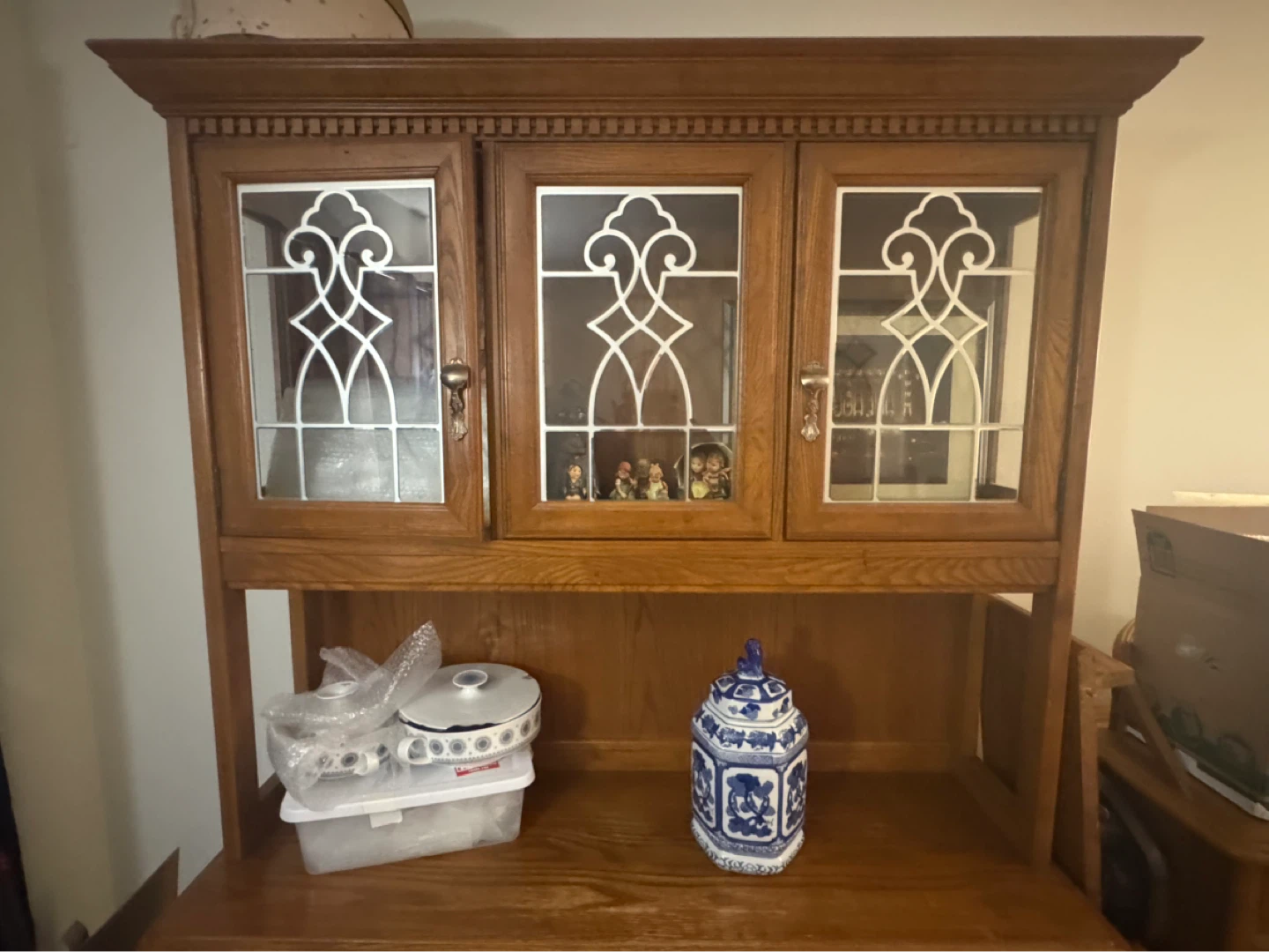 Solid Oak China Cabinet Hutch with Glass Doors - photo 2