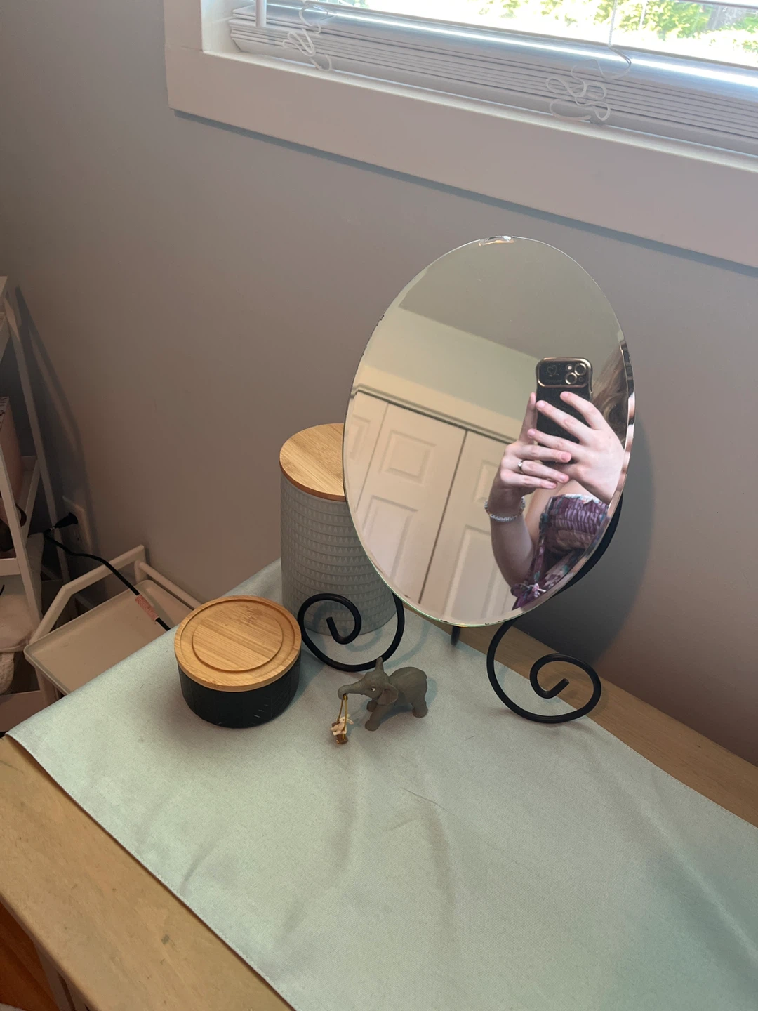 Oval Vanity Mirror with Swirl Stand - photo 2