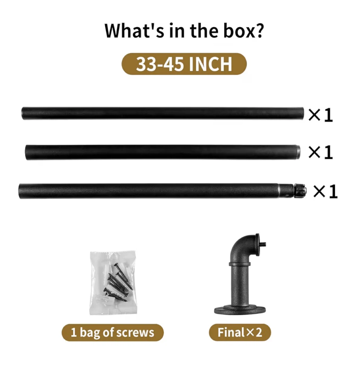 Industrial Pipe Curtain Rod 33-45 Inch Black - photo 2