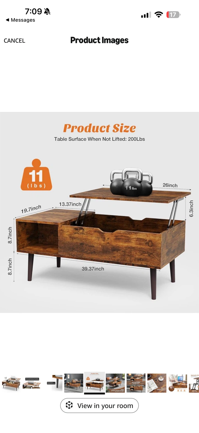 Lift-Top Coffee Table with Hidden Storage - photo 2