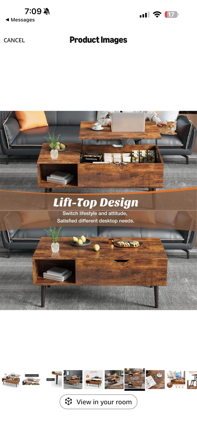 Lift-Top Coffee Table with Hidden Storage