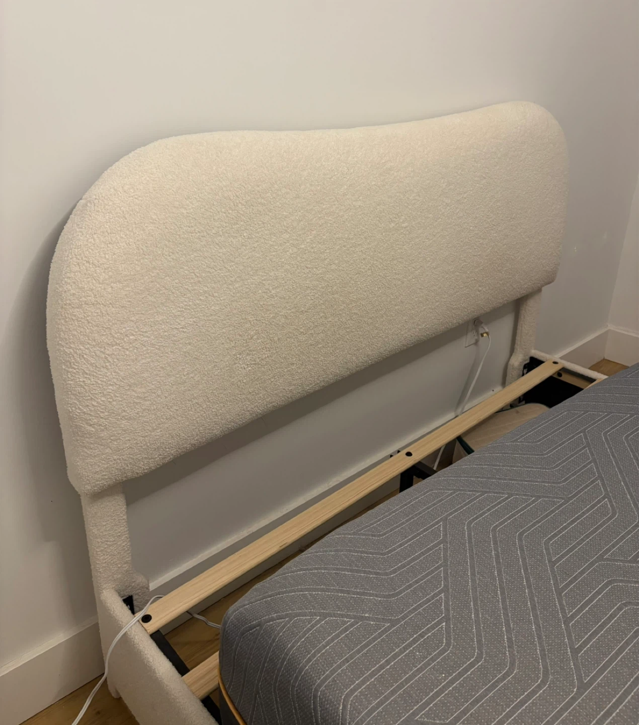 Cream Teddy Bouclé Bed Frame with Headboard (MOVING THIS SUNDAY)