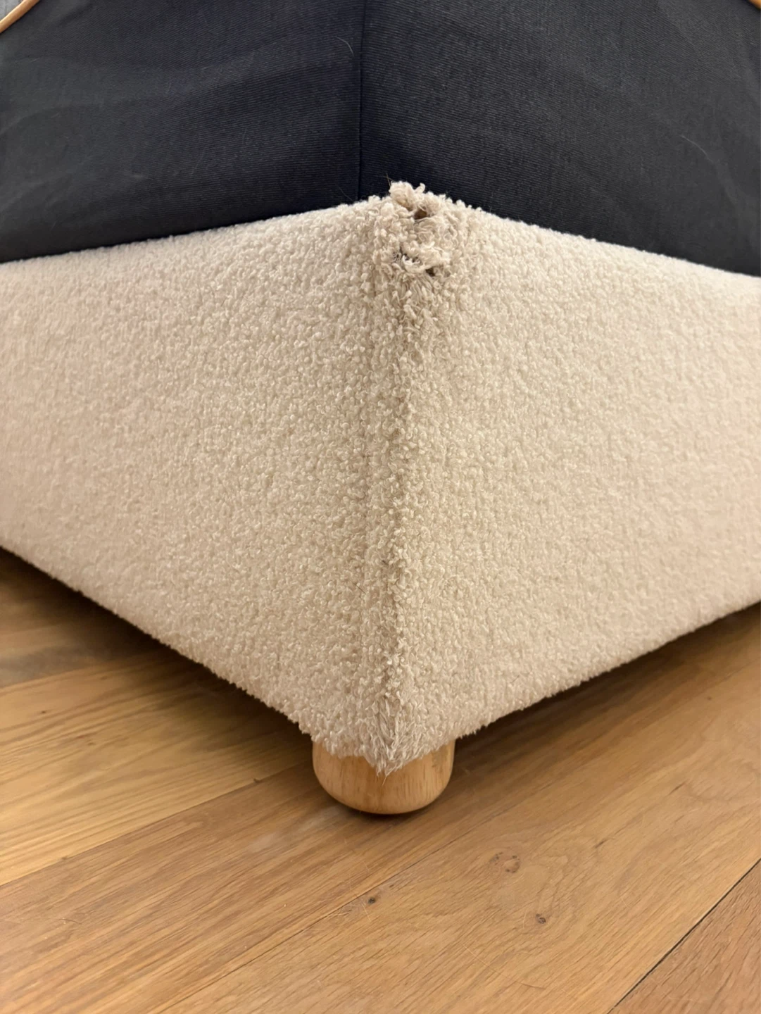 Cream Teddy Bouclé Bed Frame with Headboard (MOVING THIS SUNDAY) - photo 3