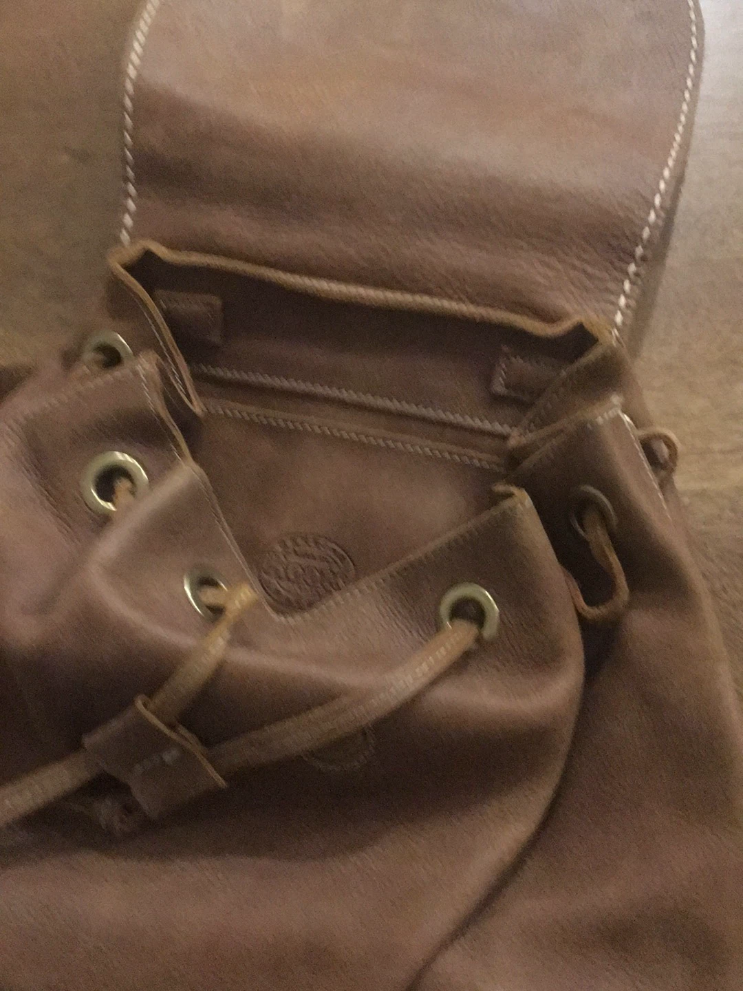 Brown Leather Backpack Roots