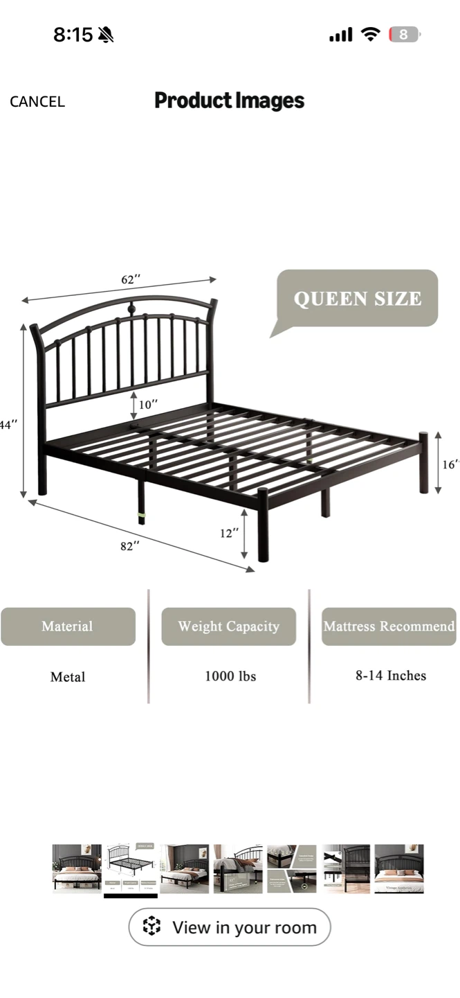 Queen Size Metal Bed Frame (MOVING THIS SUNDAY) - photo 3