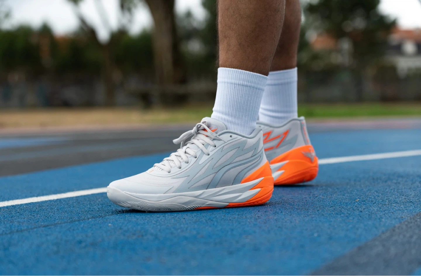 PUMA x Lamelo Ball MB.02 "Platinum Grey/Ultra Orange" Sneakers