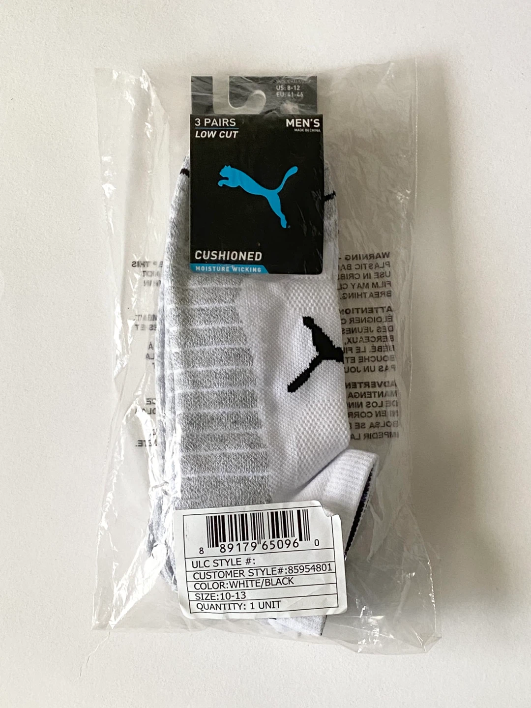 Puma Men's 3 Pairs Low Cut Cushioned Socks