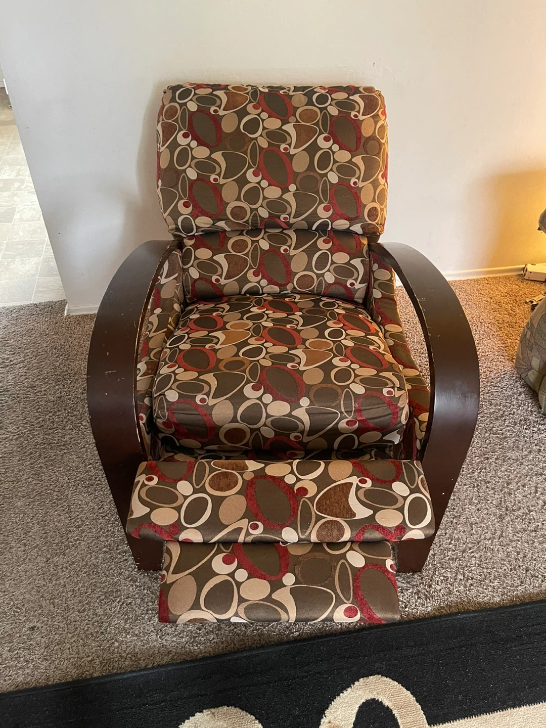 Recliner Chair - Brown, Red, and Beige Pattern - photo 3