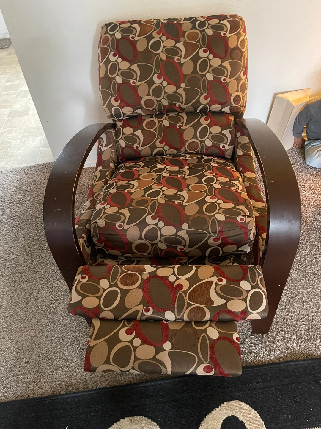 Recliner Chair - Brown, Red, and Beige Pattern - photo 2