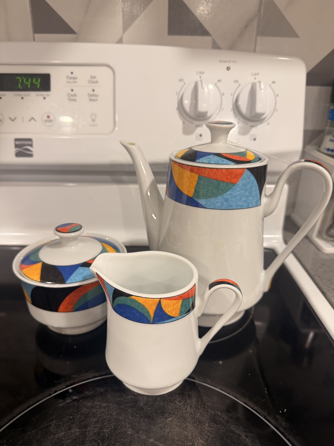 Tea Set with Creamer and Sugar Bowl