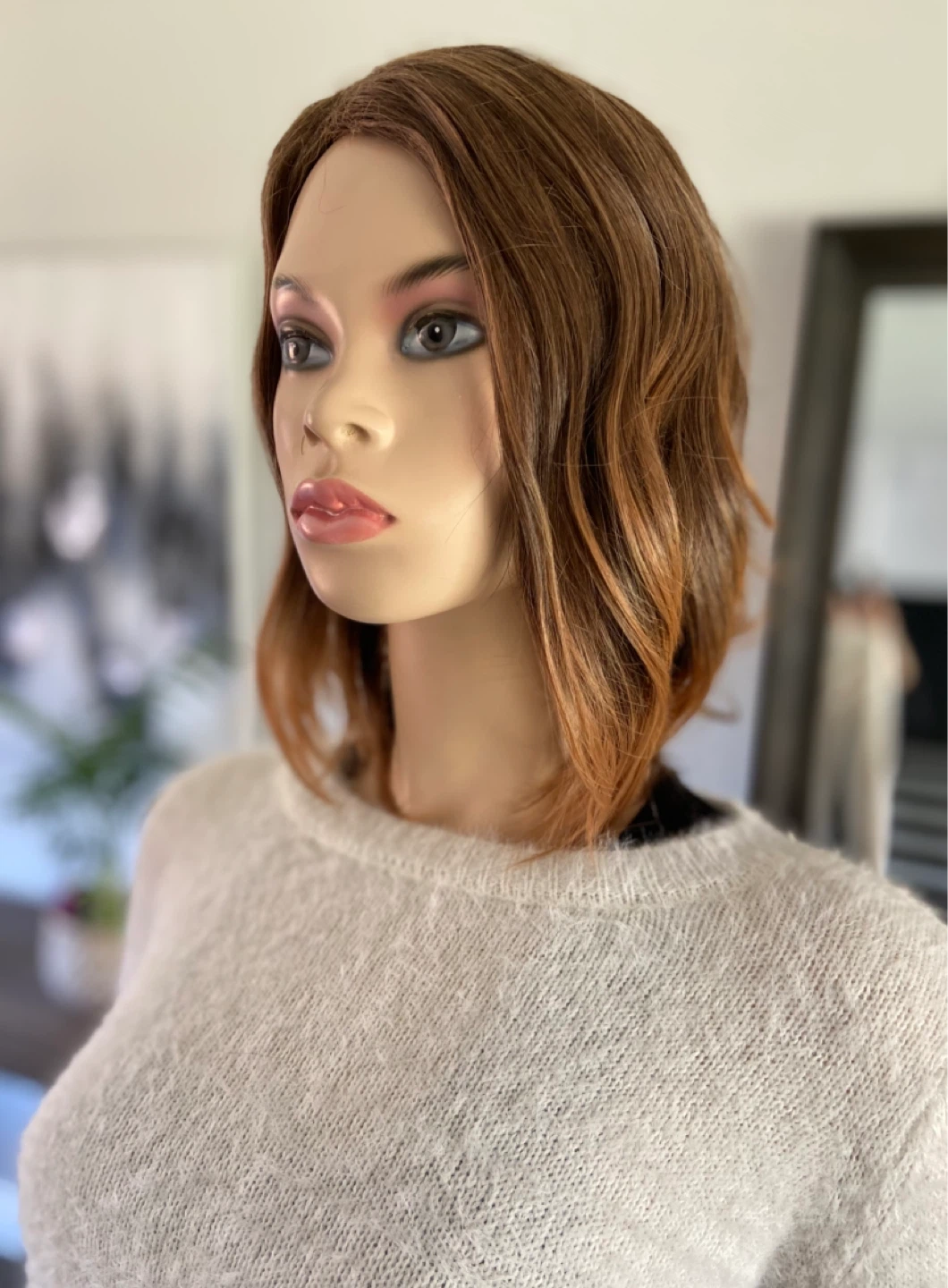NWOT Short, Wavy, Light Brown Highlighted Synthetic Wig (2014)
