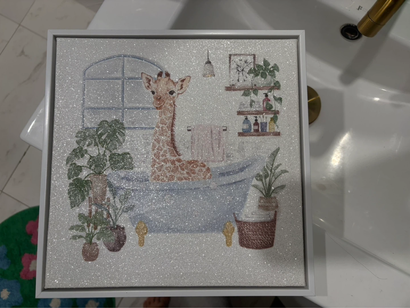 Giraffe Bathtub Wall Art
