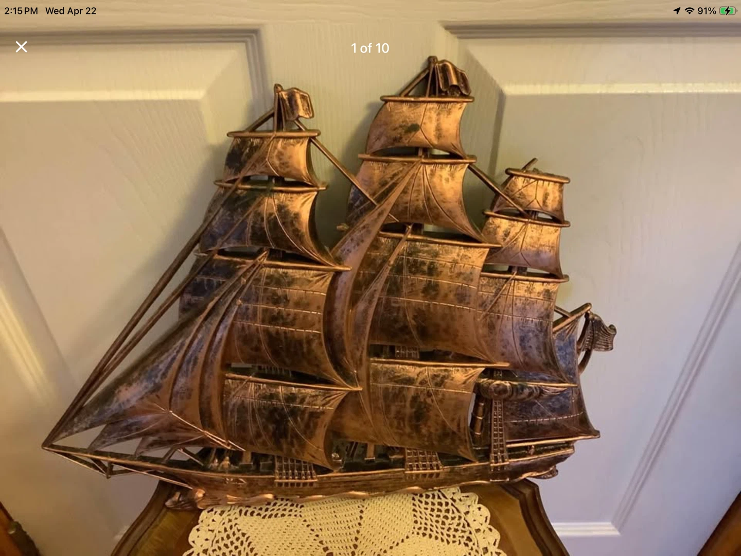 Vtg Syroco Coppercraft Clipper Ship Wall Art 🐞