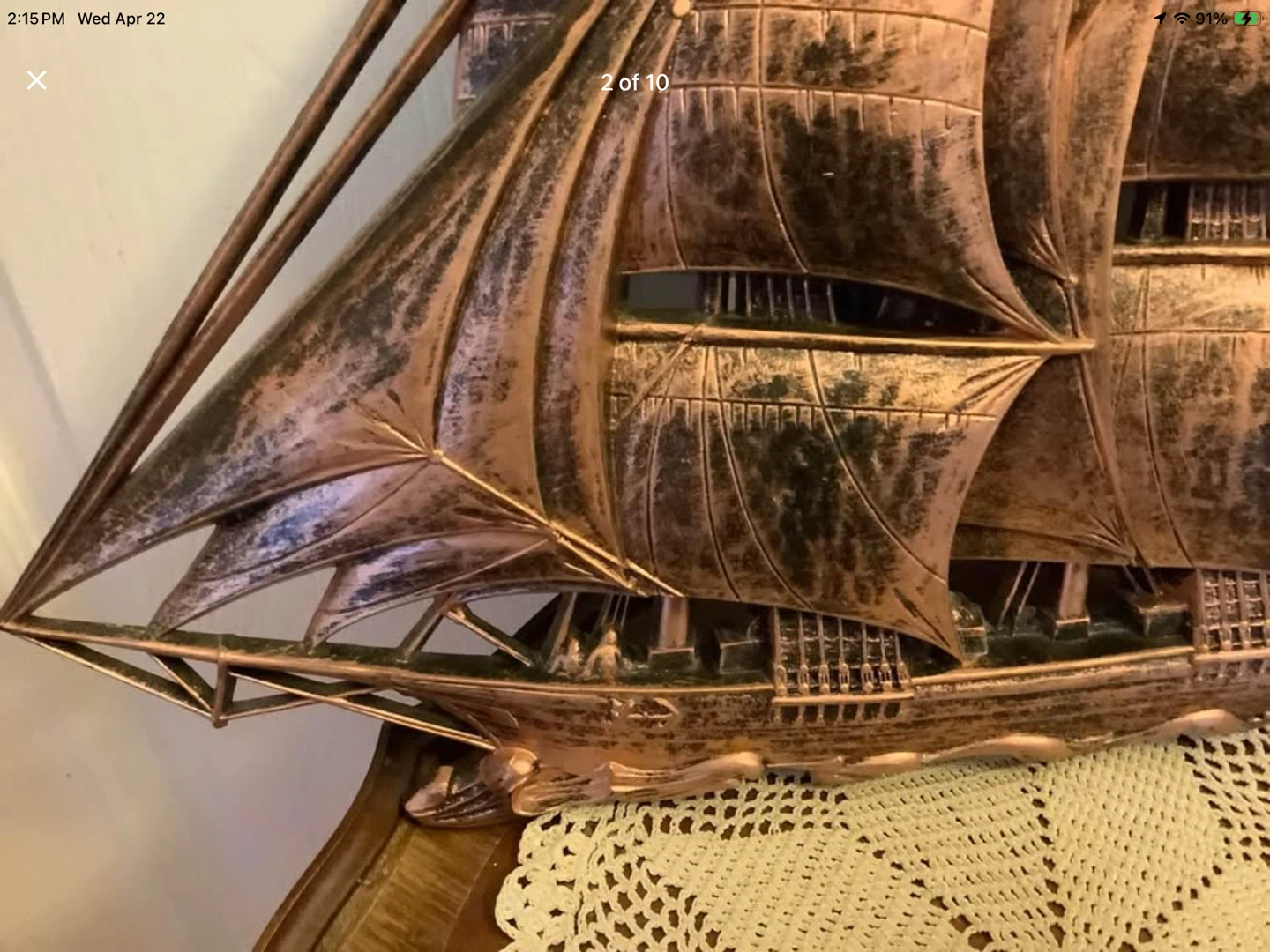 Vtg Syroco Coppercraft Clipper Ship Wall Art 🐞 - photo 2