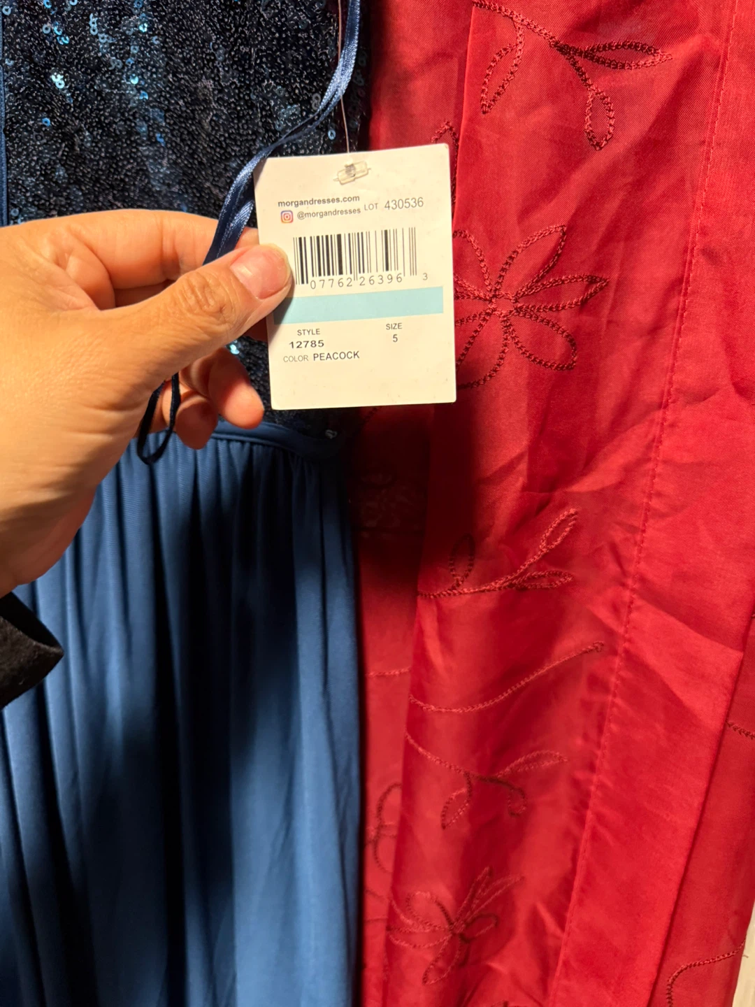 Morgan & Co. Blue Sequin Evening Gown Dress Size 5 - photo 4