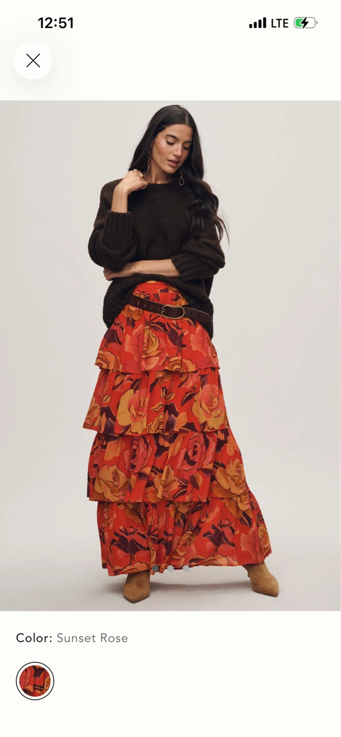 BNWT Farm Rio Floral Tiered Midi Skirt S
