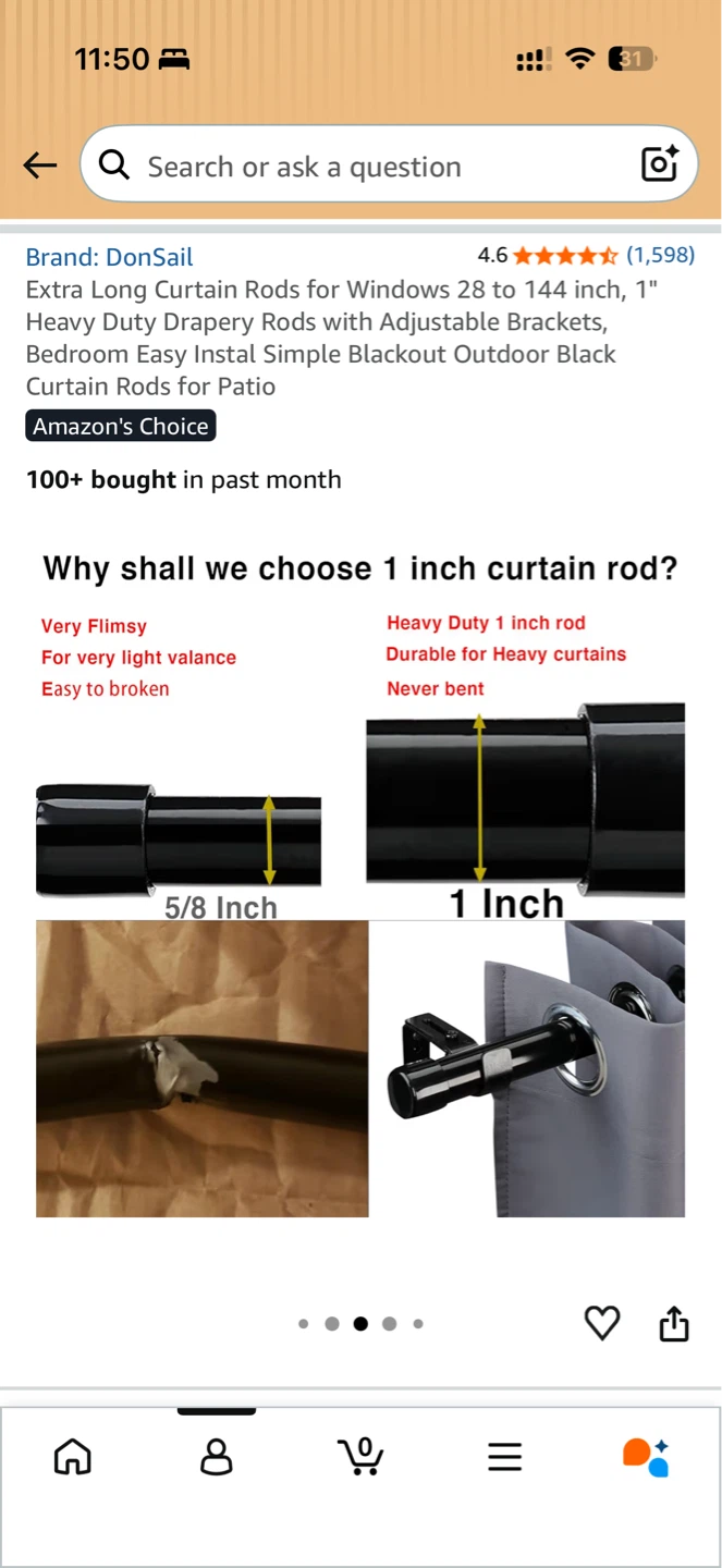 DonSail Extra Long Curtain Rod 28-144 inch - photo 4