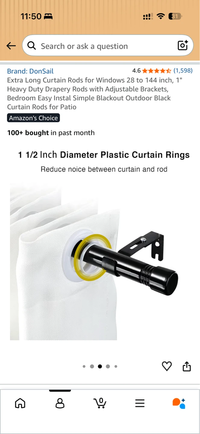 DonSail Extra Long Curtain Rod 28-144 inch - photo 5