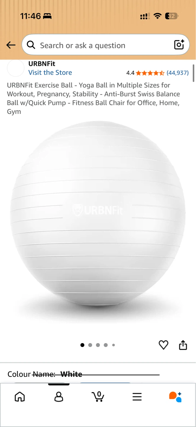 URBNFit White 65cm Exercise Yoga Ball - photo 2