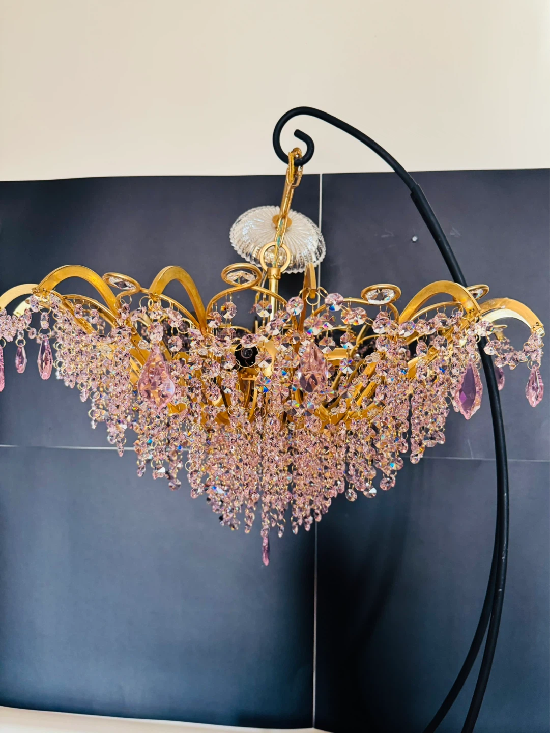 Vintage Unique Pink Crystal Shandelier