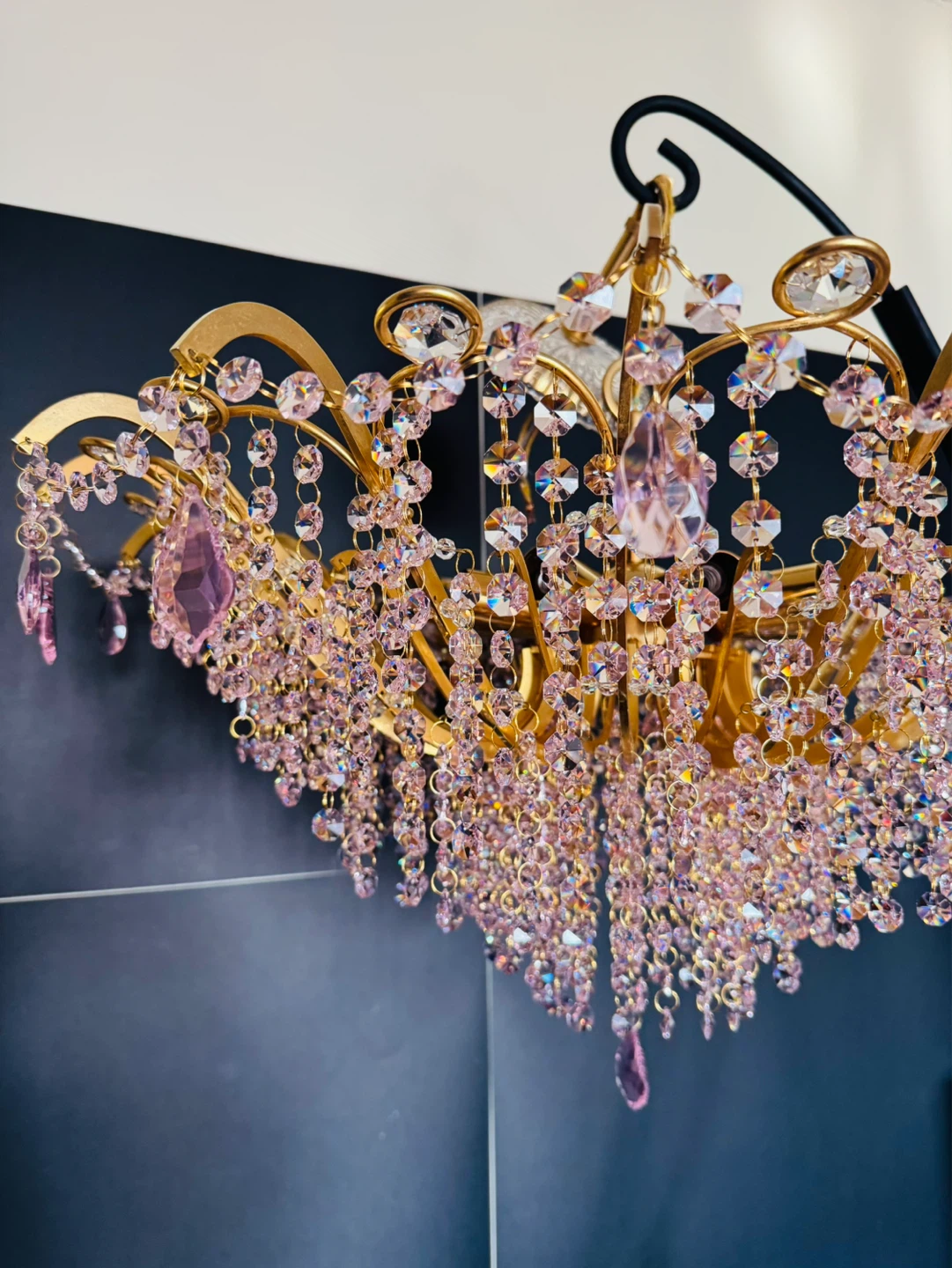 Vintage Unique Pink Crystal Shandelier - photo 5