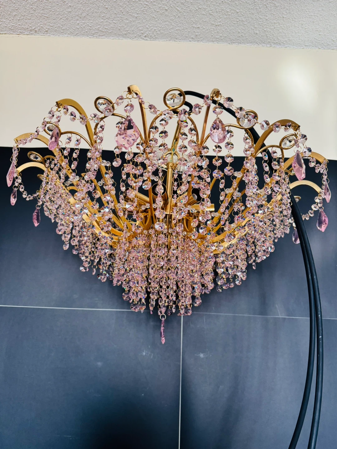 Vintage Unique Pink Crystal Shandelier - photo 4